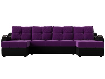 П-образный диван Меркурий П, Фиолетовый/черный (вельвет) в Екатеринбурге - предосмотр 1