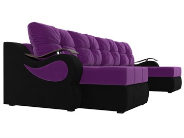 П-образный диван Меркурий П, Фиолетовый/черный (вельвет) в Кушве - предосмотр 2