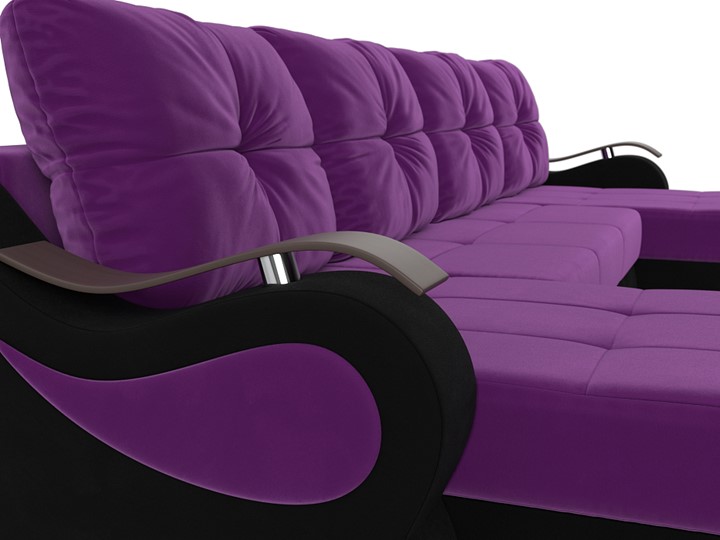 П-образный диван Меркурий П, Фиолетовый/черный (вельвет) в Екатеринбурге - изображение 3