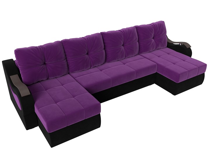 П-образный диван Меркурий П, Фиолетовый/черный (вельвет) в Екатеринбурге - изображение 4