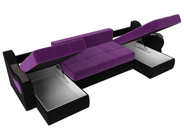 П-образный диван Меркурий П, Фиолетовый/черный (вельвет) в Кушве - предосмотр 6