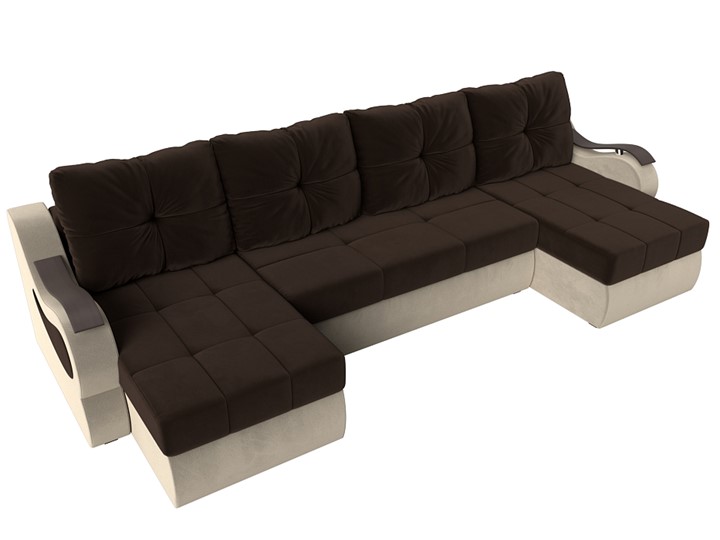 П-образный диван Меркурий П, Коричневый/бежевый (вельвет) в Кушве - изображение 4