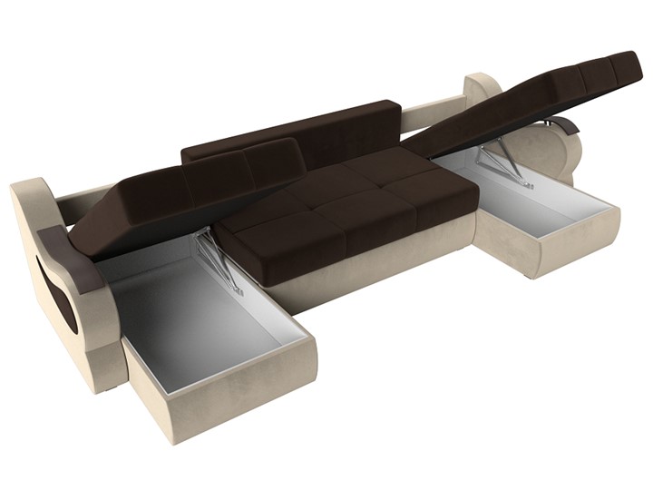 П-образный диван Меркурий П, Коричневый/бежевый (вельвет) в Кушве - изображение 6
