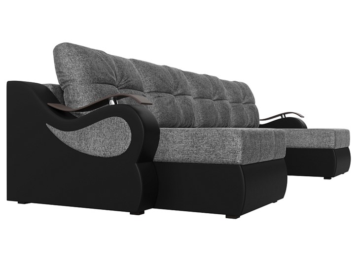 П-образный диван Меркурий П, Серый/черный (рогожка/экокожа) в Первоуральске - изображение 2