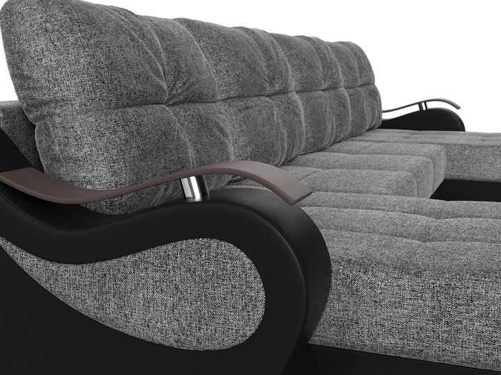 П-образный диван Меркурий П, Серый/черный (рогожка/экокожа) в Первоуральске - изображение 3