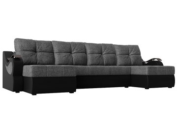 П-образный диван Меркурий П, Серый/черный (рогожка/экокожа) в Ревде