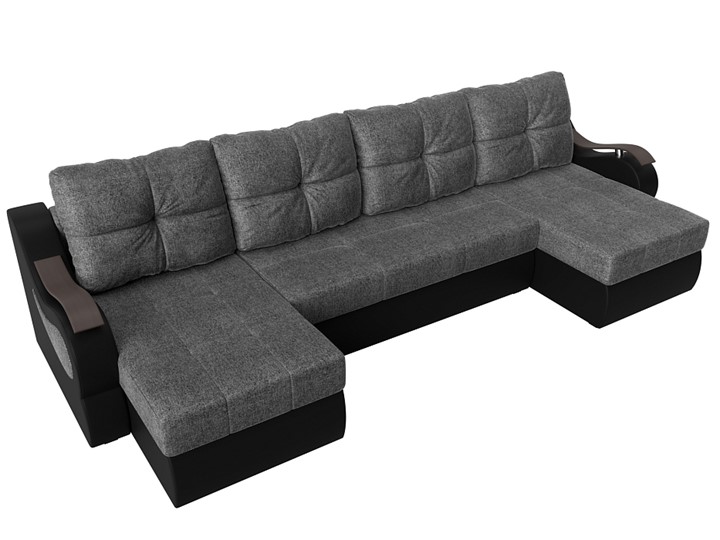 П-образный диван Меркурий П, Серый/черный (рогожка/экокожа) в Первоуральске - изображение 4