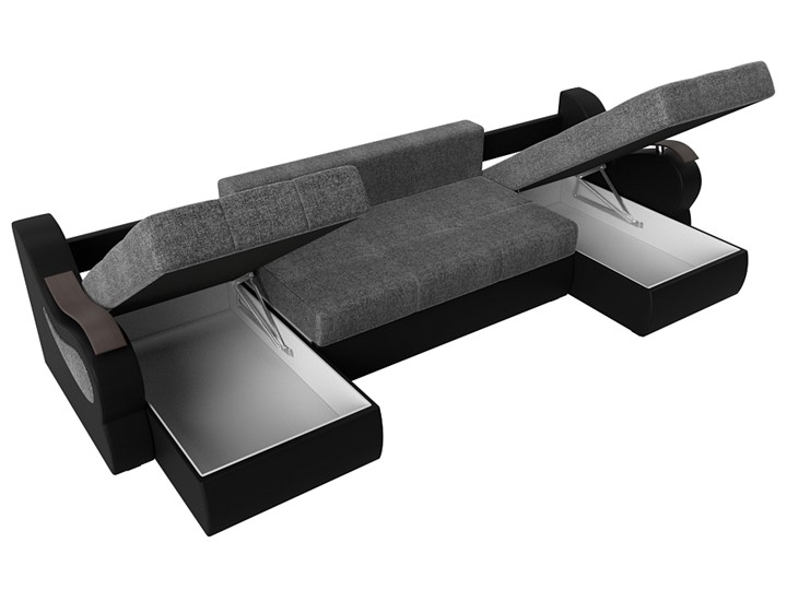 П-образный диван Меркурий П, Серый/черный (рогожка/экокожа) в Первоуральске - изображение 6