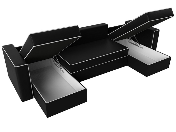 П-образный диван Принстон, Черный (Экокожа) боннель в Ревде - изображение 3