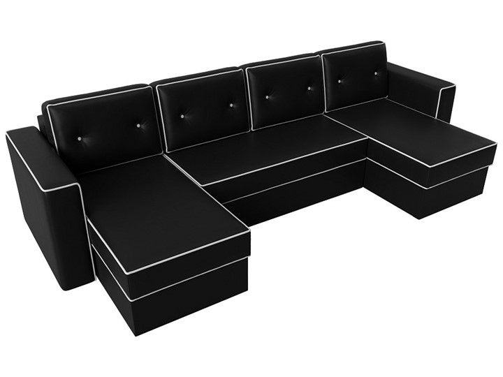 П-образный диван Принстон, Черный (Экокожа) боннель в Ревде - изображение 5
