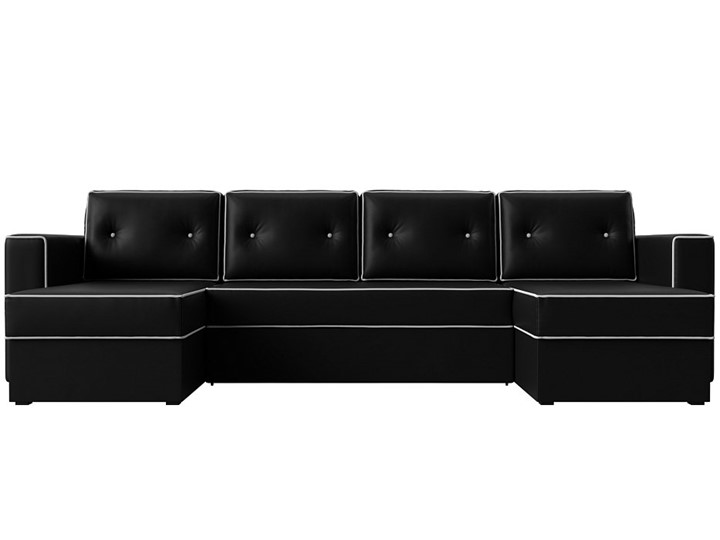 П-образный диван Принстон, Черный (Экокожа) боннель в Ревде - изображение 8