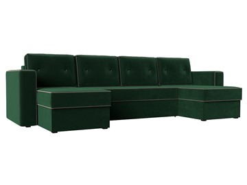 П-образный диван Принстон, Зеленый\Коричневый (Велюр) боннель в Артемовском