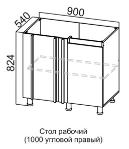 Угловая кухонная тумба Соната С1000у правая, дуб золотой, кромка черная в Екатеринбурге