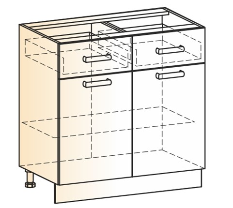 Тумба кухонная Яна L800 (2 дв. гл. 2 ящ.) в Ревде - изображение