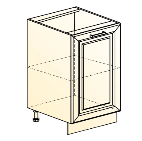 Тумба кухонная Атланта L500 (1 дв. гл.) эмаль (белый/белый глянец патина золото) в Ревде - изображение 1