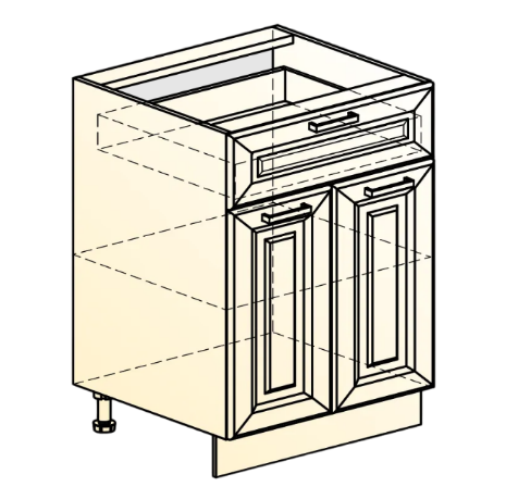 Кухонная тумба Атланта L600 (2 дв. гл. 1 ящ.) эмаль (белый/белый глянец патина золото) в Богдановиче - изображение 1