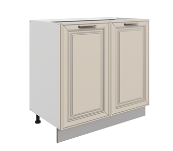 Кухонная тумба Атланта L800 (2 дв. гл.) эмаль (белый/сливки патина платина) в Ревде
