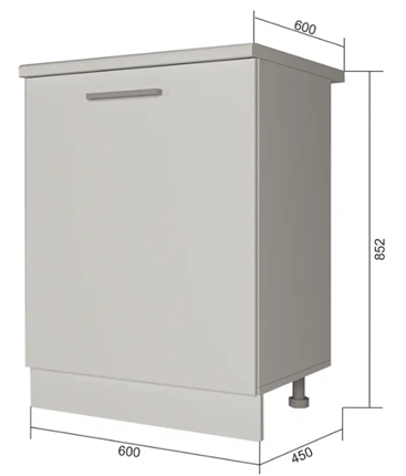 Тумба кухонная Н 60, Бетон пайн/Белый в Первоуральске - изображение