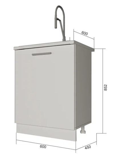 Кухонная тумба НМ 60, Сатин/Антрацит в Ревде - изображение 1