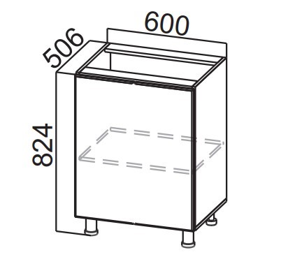 Тумба кухонная Стайл, С600(1ств), МДФ в Ревде - изображение