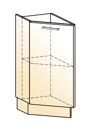 Тумба кухонная торцевая Яна 45 гр. L300 (1 дв. гл.) в Ревде - изображение