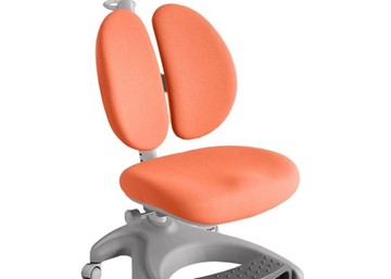 Детский стул FunDesk Solerte Grey с подставкой для ног + чехол для кресла (ткань оранжевая) в Екатеринбурге - предосмотр