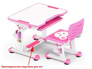 Парта растущая + стул Mealux BD-08 Teddy, pink, розовая в Екатеринбурге
