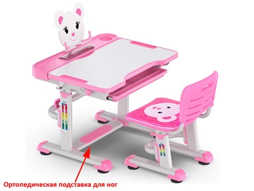 Растущий стол и стул Mealux EVO BD-04 Teddy New XL, WP, розовая в Кушве