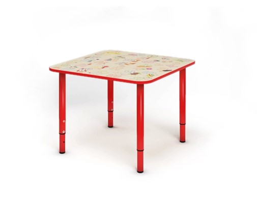 Детский регулируемый столик Азбука квадратный СДО-4 Красный в Первоуральске - изображение