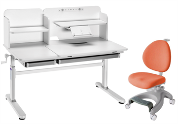 Комплект парта + кресло Iris II Grey + Cielo Orange + чехол для кресла в подарок в Кушве