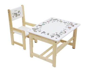 Комплект детской мебели POLINI KIDS ECO 400 SM, ЕДИНОРОГ, 68Х55 СМ, БЕЛЫЙ-НАТУРАЛЬНЫЙ в Кушве