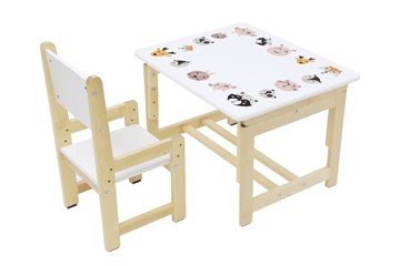 Комплект детской мебели Polini kids Eco 400 SM, Лесная сказка, 68х55 см белый-натуральный в Первоуральске - предосмотр 3
