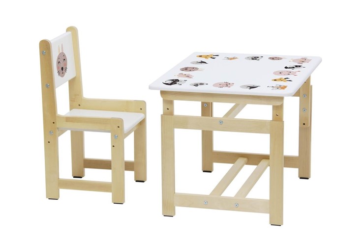 Комплект детской мебели Polini kids Eco 400 SM, Лесная сказка, 68х55 см белый-натуральный в Первоуральске - изображение 4