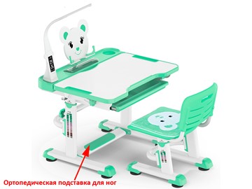 Стол растущий и стул Mealux EVO BD-04 Teddy New XL, с лампой, green, зеленая в Первоуральске