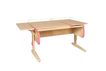 Детский стол-трансформер 1/75-40 (СУТ.25) + Polka_z 1/600 (2 шт.) + Polka_b 1/550 бежевый/бежевый/розовый в Кушве