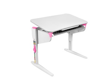 Детский стол-трансформер 5/100 (СУТ. 46) Белый/Белый/Розовый с лотком в Ревде