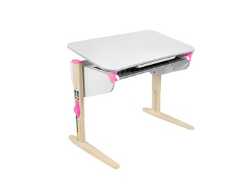 Детский стол-трансформер 5/100 (СУТ. 46) Белый/Бежевый/Розовый с лотком в Асбесте