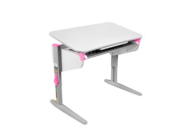 Детский стол-трансформер 5/100 (СУТ. 46) Белый/Серый/Розовый с лотком в Полевском