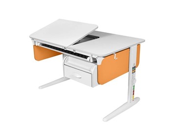 Детский стол-трансформер L/70-45 (СУТ.62)  + Tumba 8 белый-оранжевый/белый/белый с лотком в Ревде
