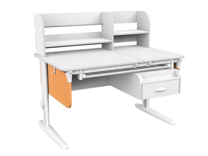 Растущий стол Lp/70-45 (СУТ.62 PRO) + Tumba 8 с лотком белый/белый/оранжевый в Кушве - изображение 1
