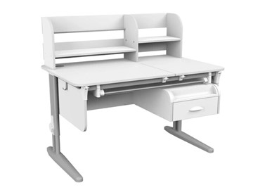 Детский стол-трансформер Lp/70-45 (СУТ.62 PRO) + Tumba 8 с лотком белый/серый/белый в Кушве