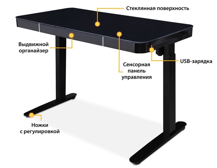Стол с электроприводом Mealux Electro 1050 Black в Екатеринбурге - изображение 1
