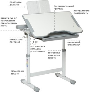 Детский стол-трансформер SET Holto-18 серый в Асбесте - предосмотр 5