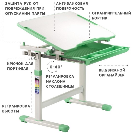 Растущий стол SET Holto-2 зеленый в Асбесте - изображение 6
