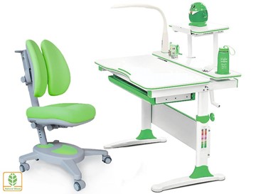 Растущая парта + стул Комплект Mealux EVO Evo-30 Z (арт. Evo-30 Z + Y-115 KZ), серый, зеленый в Кушве