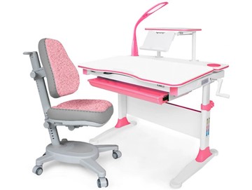 Растущая парта + стул Комплект Mealux EVO Evo-30 BL (арт. Evo-30 BL + Y-115 KBL), серый, розовый в Асбесте