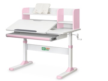 Растущий стол Ergokids TH-330 Pink TH-330 W/PN, столешница белая / накладки на ножках розовые в Ревде