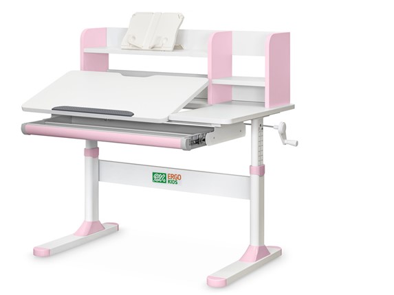 Растущий стол Ergokids TH-330 Pink TH-330 W/PN, столешница белая / накладки на ножках розовые в Тавде - изображение