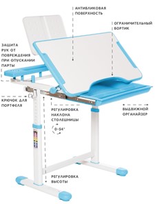 Растущий стул и растущая парта SET HOLTO-17А, голубой в Краснотурьинске - предосмотр 5