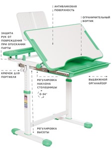 Комплект из растущих парты и стула SET HOLTO-17А, зеленый в Полевском - предосмотр 5